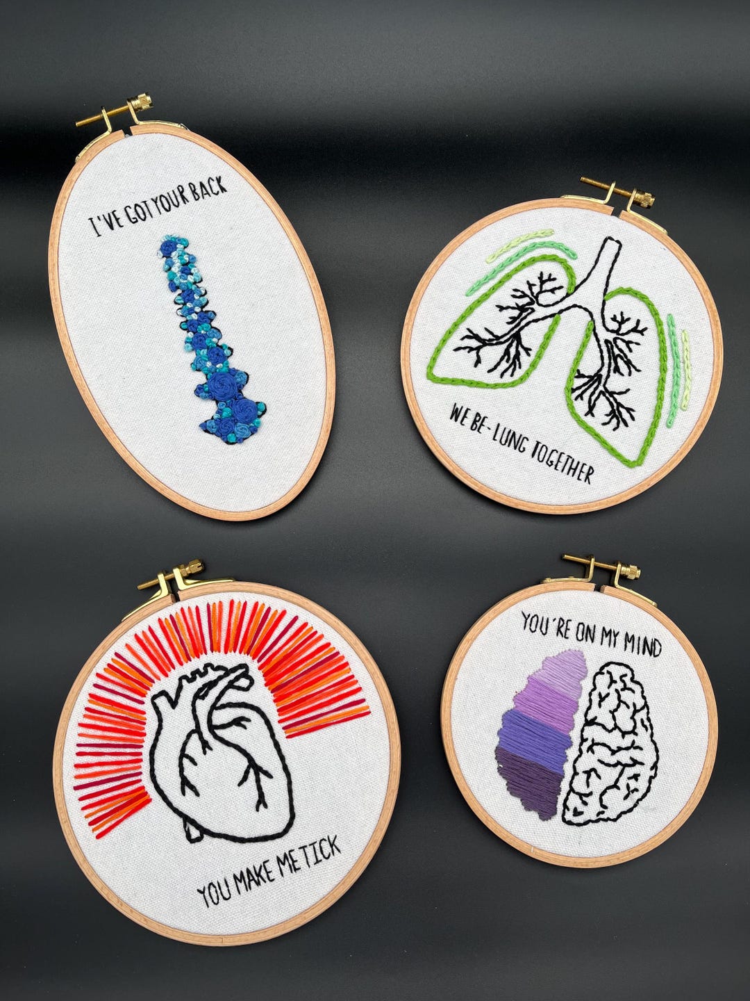 Anatomy Embroidery Set of 4 – Medical Wall Art – Doctor Gift – Custom ...