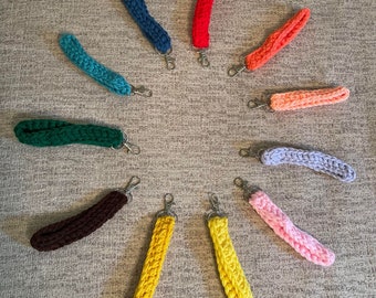 Handmade Crochet Wristlet Keychain | Acrylic Yarn Key Fob