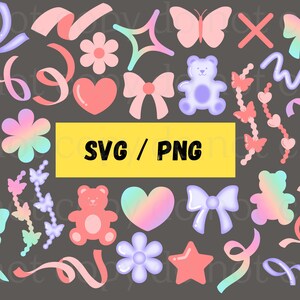 Zärtlichkeit, Bär, Bänder, Sommer, Herz, Liebe, Schmetterling, Schleife, Blumen, Stern, leuchtende Farben, gelb, rosa, flieder, Sticker, Clipart png, svg