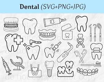 Dental Svg, Dentist Svg, Dental Clipart Silhouette for Cricut | Dental Assistant Png & Hygiene Gifts, Dental tools svg, dental svg for cup