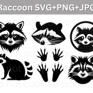 Ensemble SVG raton laveur | Clipart raton laveur mignon & fichiers découpés numériques animaux des bois | Silhouette de raton laveur à imprimer | casquette de camionneur