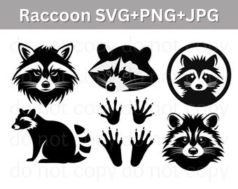 Raccoon SVG Bundle | Cute Raccoon Clipart & Woodland Animal Digital Cut Files | Raccoon Silhouette Art Printables | trucker hat