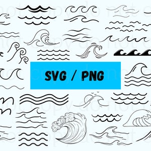 Ocean SVG Bundle, Beach Wave Vector Graphics, Sea Water Cricut Files, Nature Silhouette, Marine PNG Clipart, Digital Download