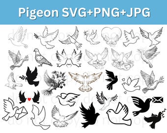 鳩の SVG バンドル、鳩の SVG、オリーブの枝を持つ鳩の SVG、平和の鳩の SVG、鳥の SVG、鳩のシルエットの SVG、鳩のクリップアート、デジタル ダウンロード