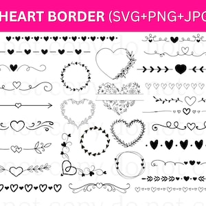 Heart Text Dividers SVG | Wedding Heart Wreaths & Borders SVG | Doodle Hearts Clipart for Cricut DIY Projects, valentine's day svg, png, jpg