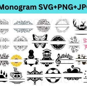 Name Monogram SVG Bundle, Monogram SVG, Split Monogram svg, Family svg, Family Sign svg, Wedding Monogram svg, family name svg Cricut