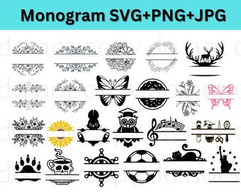 Name Monogram SVG Bundle, Monogram SVG, Split Monogram svg, Family svg, Family Sign svg, Wedding Monogram svg, family name svg Cricut