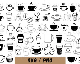 Koffie svg, koffiekopje svg, koffie afbeelding, stencil, silhouet, schema bestand, bestand knippen, svg, png, sticker, clipart