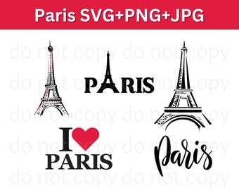 Torre Eiffel Svg File di taglio per Cricut / Parigi Clipart e pacchetto Svg di viaggio / Torre Eiffel PNG Vector Landmarks