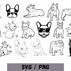 16 Arquivo de corte de buldogue francês svg, arquivo de corte de buldogue francês, svg de cachorro francês, svg de cachorro, svg de francês, arquivos svg para Cricut, clipart, vetor