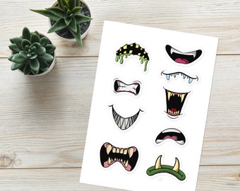 Sticker sheet halloween fangs teeth mouth