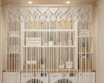 Handmade Macrame Curtain | Boho Balcony Curtain & Outdoor Room Divider | Cotton | Natural Home Decor