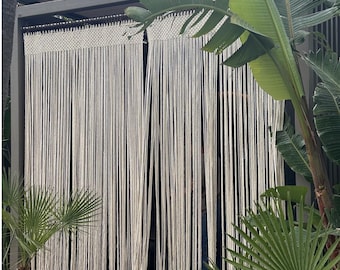 Outdoor Macrame Curtain Panel, Patio Privacy Curtain, Handmade Cotton Rope Room Divider, Boho Pergola Curtain, Poolside Decor