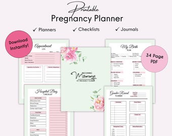 Printable Pregnancy Planner Bundle | Checklists, Baby Prep & Birth Plan, To-do List | Expecting Mom Gift | First Time Mom – Floral Version