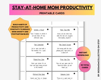 Mama's Productivity Challenge Cards: 21-Day Mom Challenge (PDF Instant Download)