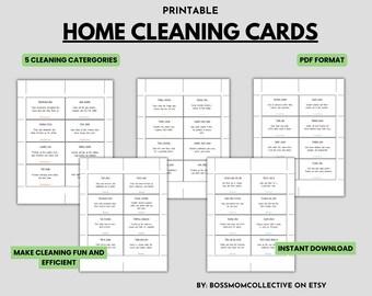 Minimalist Home Cleaning Chore Cards: 70 Printable Task Cards (PDF)