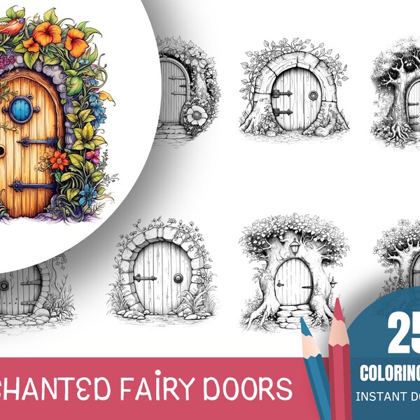Fairy Door Coloring Page Etsy