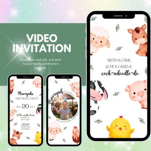 Boederij Verjaardagsuitnodiging Bewerkbare Sjabloon Directe Download boederij dieren uitnodiging Geanimeerd Kinderfeestje tweede verjaardag