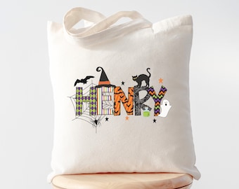 Personalized Trick or Treat Bag, Custom Halloween Bag, Halloween Tote, Kids Halloween Bag with Name, Custom Trick-or-Treat Bag