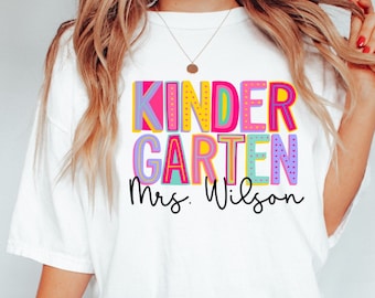 Kindergarten Teacher Shirt, Custom Kindergarten Shirt For Teacher T Shirt, Cute Kindergarten Crew T-Shirt for Teacher Gift Retro Teacher Tee