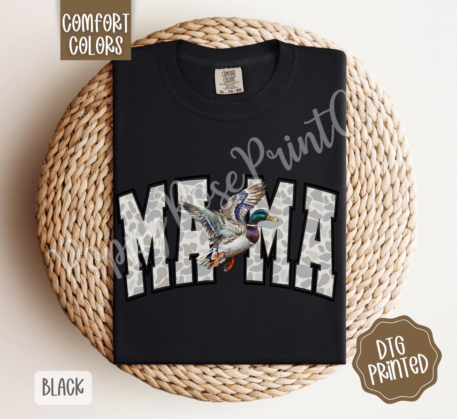 Camo Duck Mama Shirt Comfort Colors, Trendy Hunting Tee, Cute Women's Tshirt, Hunting Wife TShirt, Camouflage Mom Shirt, Gift for Her