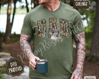Dad Camo Duck Comfort Colors Shirt, Father's Day Gift, Daddy Tee, Hunting Shirt, Hunter Dad TShirt, Camouflage Dad Shirt, Gift for Him