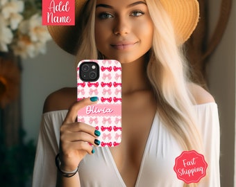 Personalized Phone Case, Custom Phone Case, Coquette Phone Case with name, Bow Phone Case, Cell Phone Case, Cute Phone Case, Gift for Her