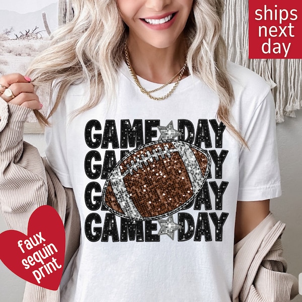 Faux Sequin Game Day Shirt, Express Shipping, Super Football Sweatshirt, Football Game Day Shirt, Sunday Football Shirt for Women Football