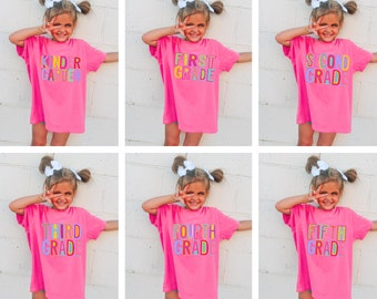 Custom Back to School Kids Shirt With Grade, Girl Back to School Toddler Tee, Custom Grade Shirt, 1st Day of School, Custom School Shirt