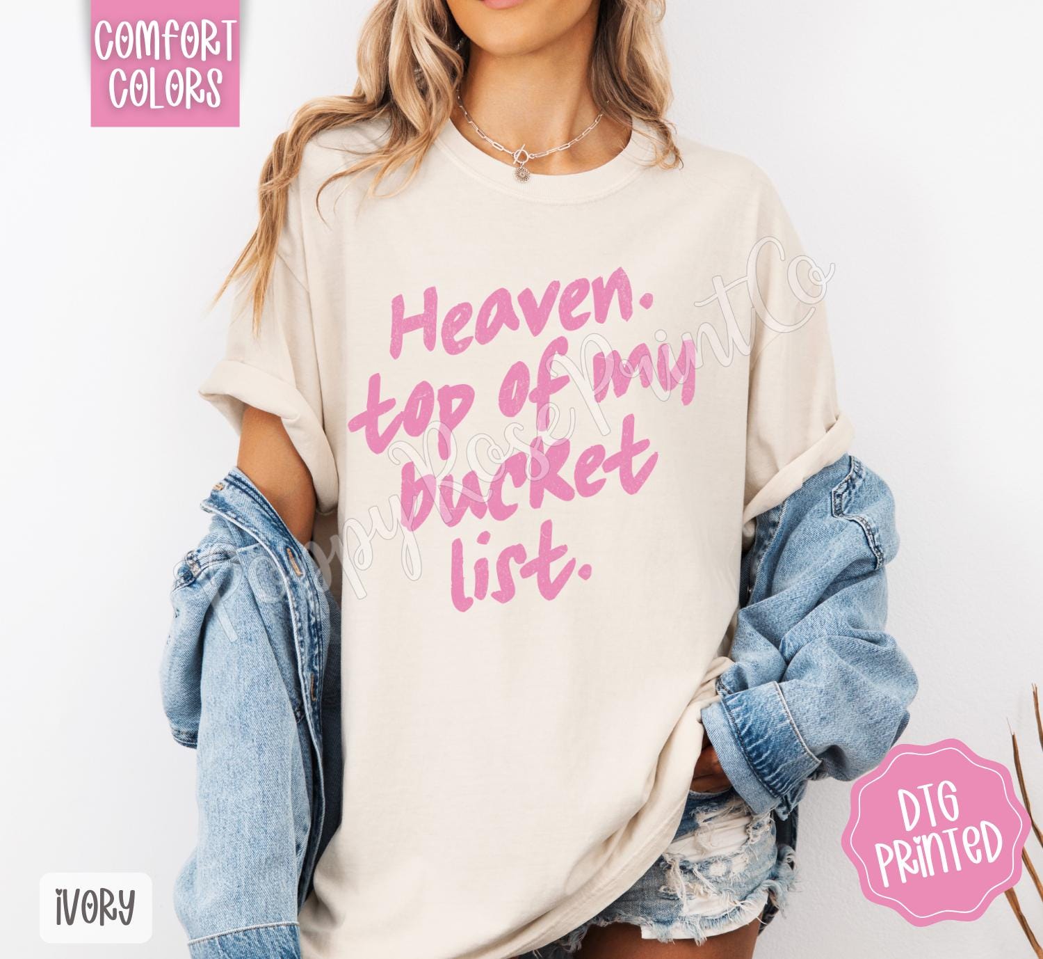 Heaven Top of My Bucket List Comfort Colors, Trendy Religious Women's Tshirt,  Faith Shirt, Religious Christian Gift, Cute Worship Shirt