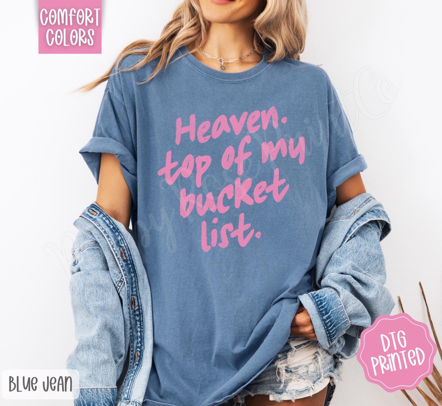 Heaven Top of My Bucket List Comfort Colors, Trendy Religious Women's Tshirt,  Faith Shirt, Religious Christian Gift, Cute Worship Shirt