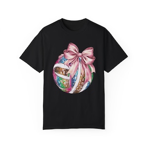 Disco Volleyball Bow Shirt Comfort Colors, Womens Volleyball Tee, Womenswear Oversized Crewneck, Coquette Clothing
