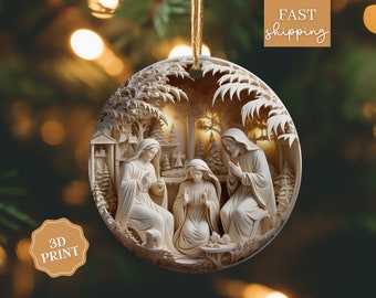 Nativity Ornament, Nativity Scene Christmas Ornament, Nativity Christmas Ornament, 3D Nativity Print Ornament, Christian Christmas Ornament