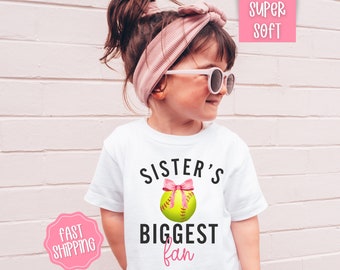Sisters Biggest Fan Shirt, Softball Sis Shirt, Softball Sister Shirts, Softball Fan Shirt, Girls Softball Tee, Coquette Softball Shirt