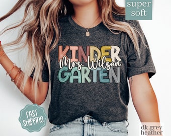Kindergarten Teacher Shirt, Custom Kindergarten Shirt For Teacher T Shirt, Cute Kindergarten Crew T-Shirt for Teacher Gift Retro Teacher Tee