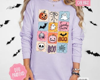 Comfort Colors® Halloween Collage Long Sleeve, Retro Halloween Shirt, Spooky Season Ghost Tee, Halloween Cute Outfit, Halloween Gift