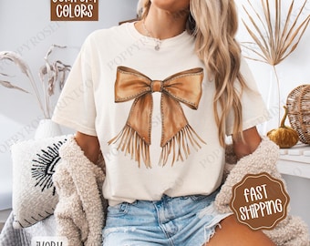 Western Bow Shirt Comfort Colors, Western Women's Tee, Cute Women's Tshirt, Rodeo Bow TShirt, Country Graphic Tee, Coquette Bow TShirt