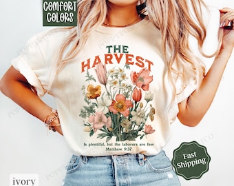 The Harvest Shirt Comfort Colors, Scripture Tshirt, Religious Womens Fall Shirt, Womenswear Oversized Crewneck, Womens Autumn Tee