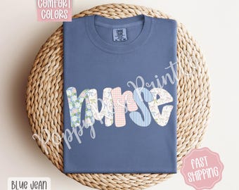 Floral Nurse Comfort Colors Shirt, Cute Spring RN Tshirt, Coquette Nursing Tee, Nurse Bow TShirt, Nurse Appreciation Gift, Gift for Nurse