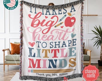 Custom Teacher Woven Blanket, Personalized Teacher Appreciation Gift, Teacher Name Blanket