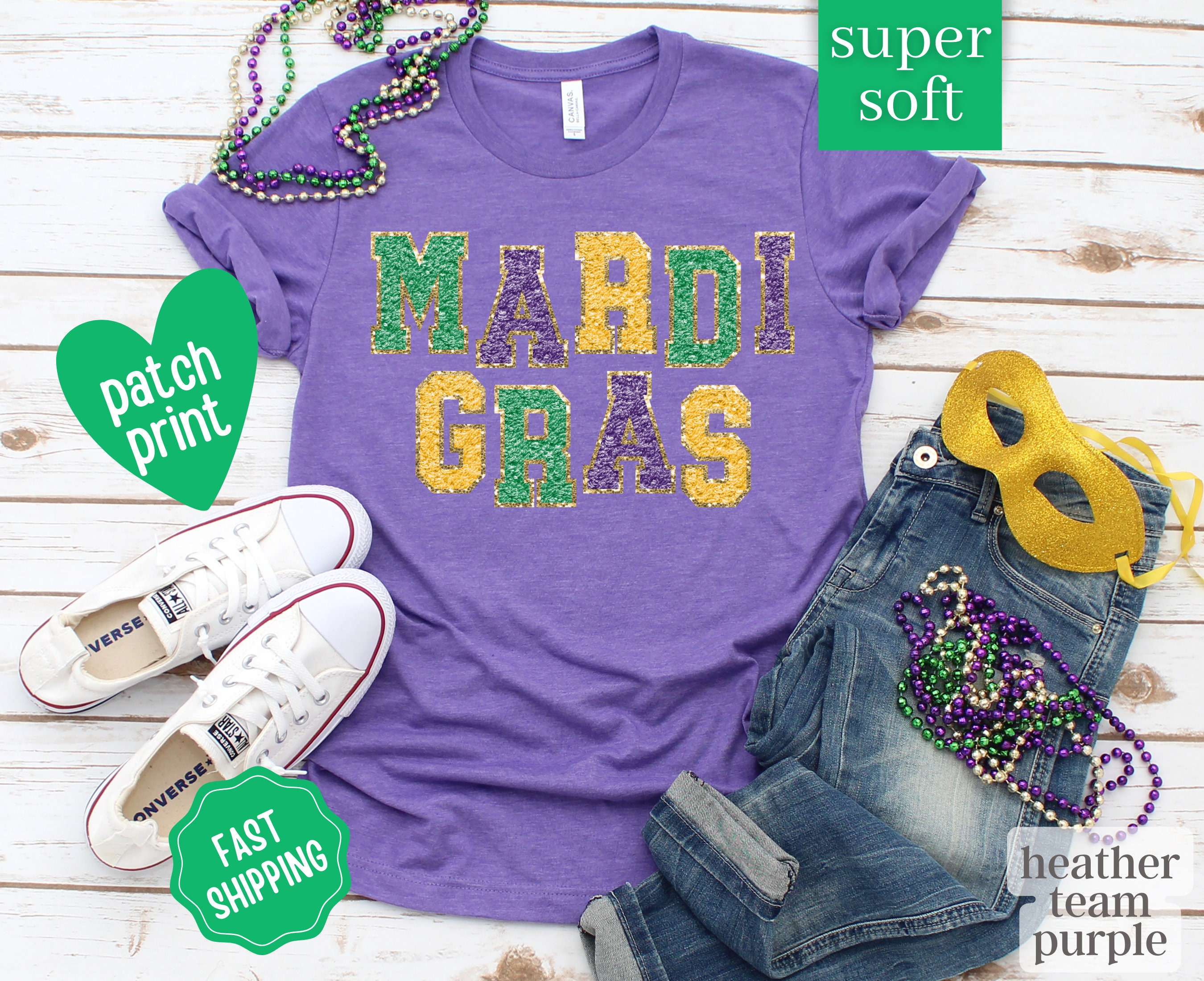 Mardi Gras Sweatshirt, Faux Chenille Mardi Gras Shirt, Mardi Gras