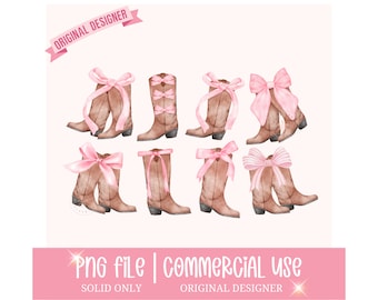 Coquette Cowgirl Boots Png, Cowgirl Png, Boots with Bow Png, Western Png, Pink Bow Aesthetic Png, Coquette Cowgirl Boots, Cowboy Boots Png