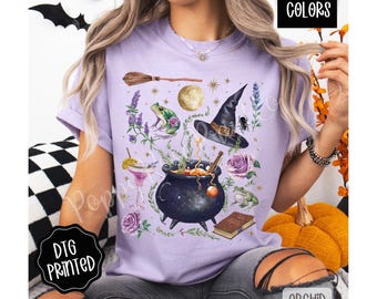 Halloween Collage Shirt Comfort Colors, Trendy Women's Tshirt, Spooky Season Tee, Witches Brew T-Shirt, Cute Halloween Cocktail Sweater