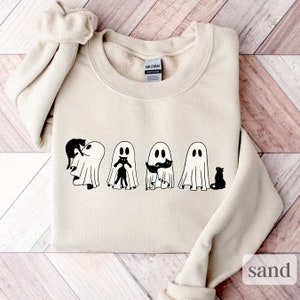 Halloween Sweatshirt, Ghost and Cat Sweatshirt, Ghost Shirt, Black Cat Shirt, Cool Halloween Cat Shirt, Cat Lover Tshirt, Halloween Sweater