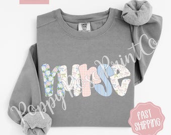 Floral Nurse Comfort Colors Sweatshirt, Cute Spring RN Sweater, Coquette Nursing Crewneck, Nurse Bow Sweatshirt, Nurse Appreciation Gift