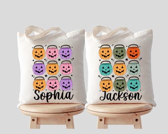 Personalized Trick or Treat Bag, Custom Halloween Bag, Halloween Tote, Kids Halloween Bag with Name, Custom Trick-or-Treat Bags