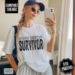 Toddler Tantrum Survivor Shirt Comfort Colors, Trendy Mom Tee, Funny Parent Shirt, Mom Life TShirt, Mother's Day Gift, Gift for Mom