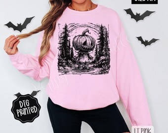 Pumpkin Woods Sweatshirt, Trendy Women's Halloween Sweater, Spooky Season Shirt, Horror Pumpkin Sweater, Creepy Halloween Sweatshirt