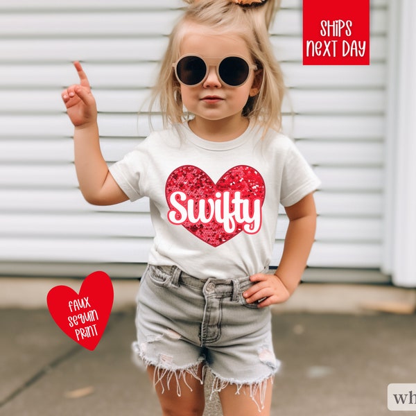 Swifty Toddler Shirt, Faux Sequin Heart Sweatshirt, Trendy Shirts for Women, Gift for Her, Fan Tee, Concert Shirt, Toddler Sweatshirt