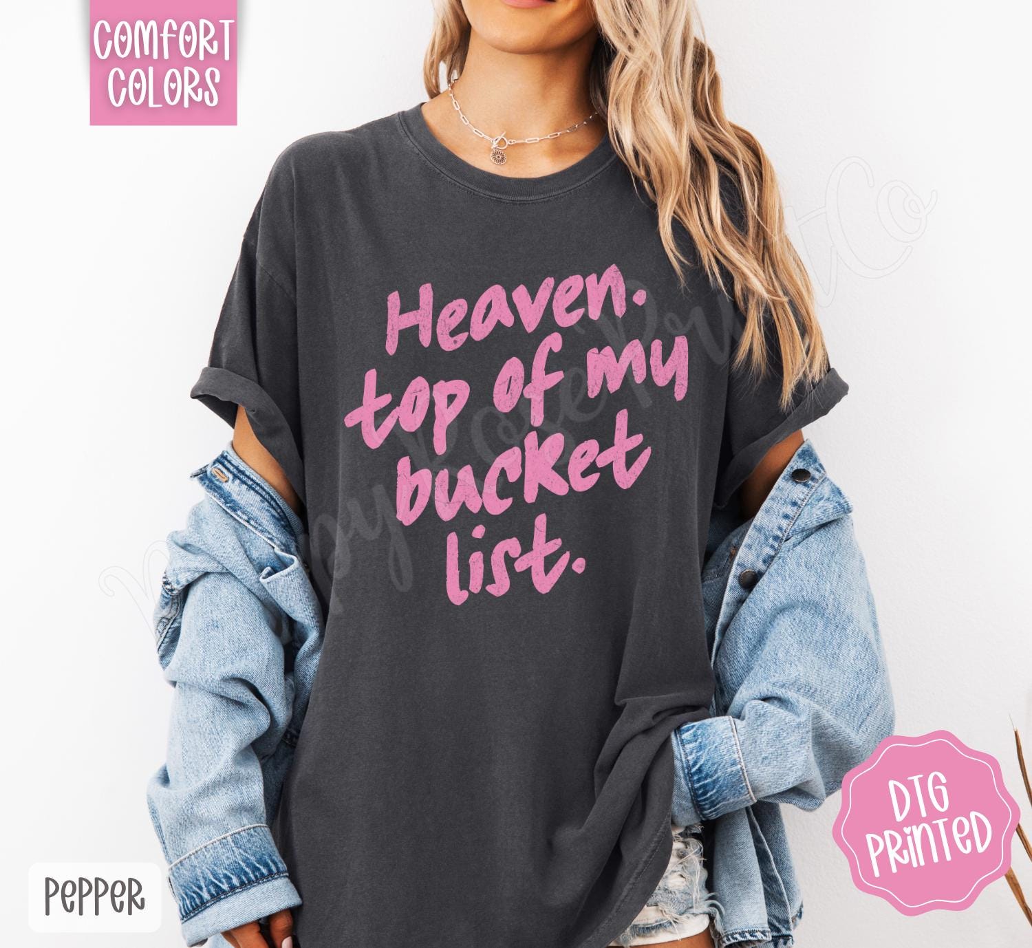 Heaven Top of My Bucket List Comfort Colors, Trendy Religious Women's Tshirt,  Faith Shirt, Religious Christian Gift, Cute Worship Shirt
